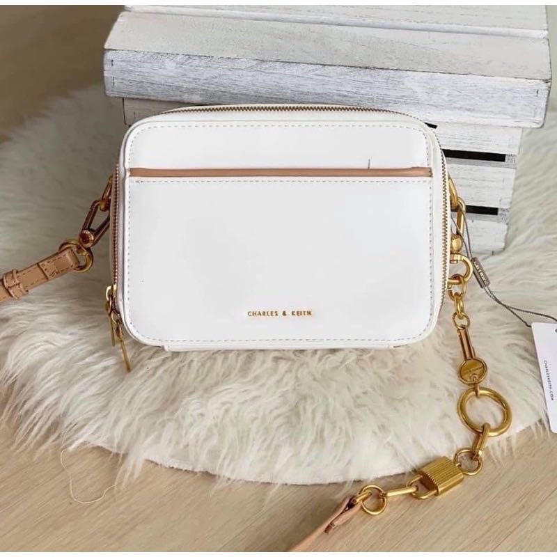 Charles and keith shop white sling bag