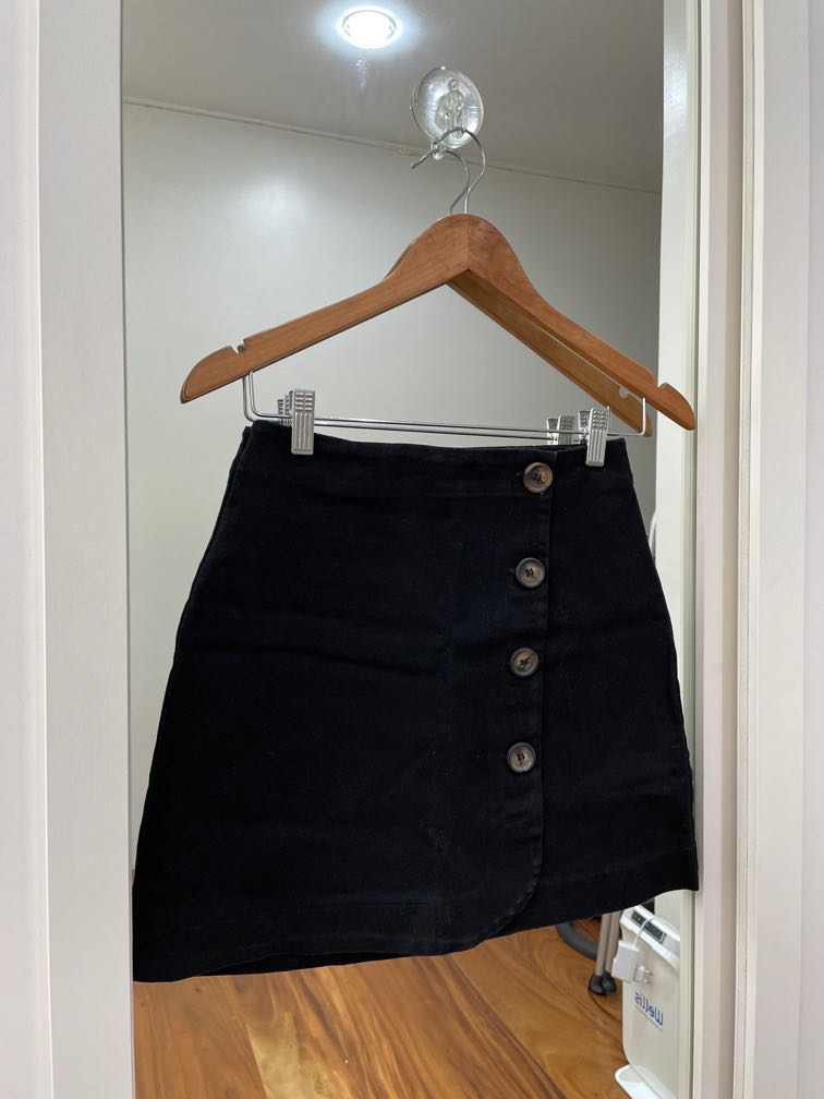 Dotti Black Buttons Wrap Skirt, Women's Fashion, Bottoms, Skirts on