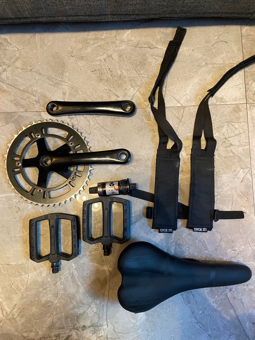 Fixed Gear Crankset & Saddle, Sports Equipment, Bicycles & Parts