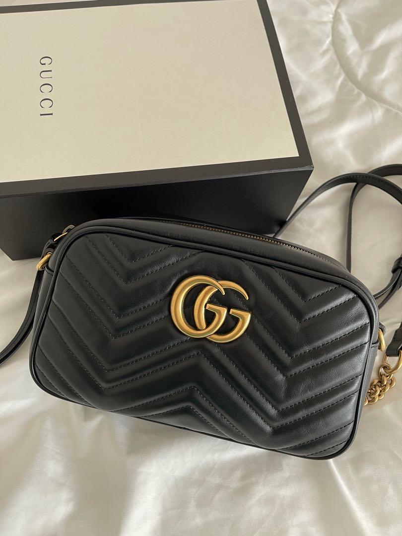 Gucci small gg marmont 2.0 matelassé discount leather camera bag