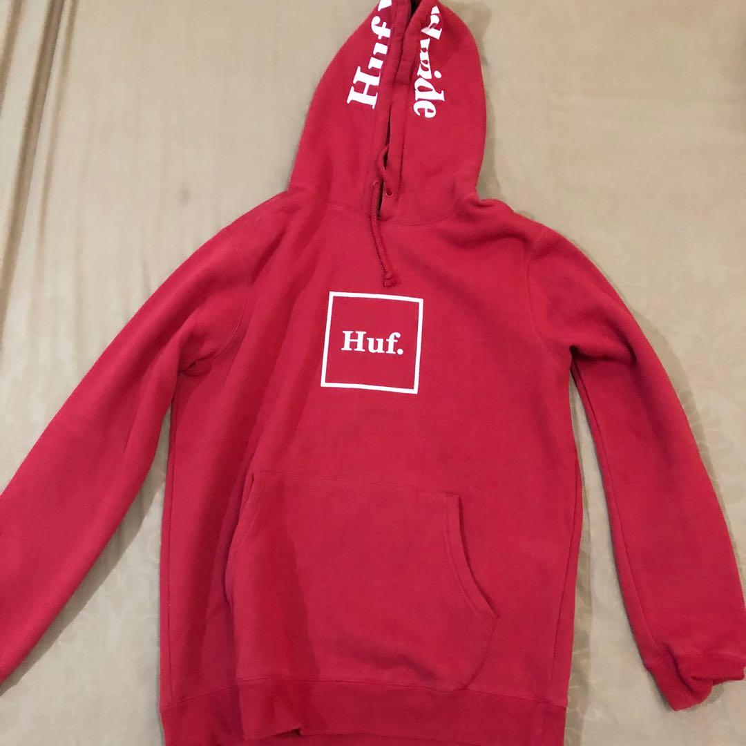 HUF WorldWide Hoodie Red NEGO Fesyen Pria Pakaian Atasan di