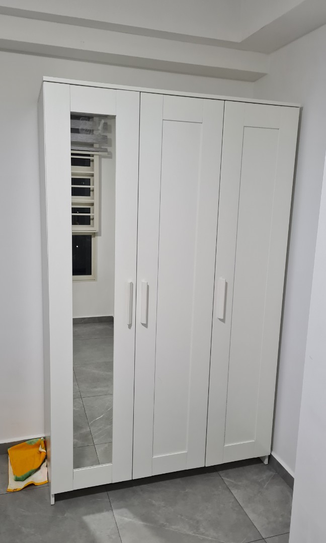 Ikea Brimnes Wardrobe 3 door with mirror, Furniture & Home Living