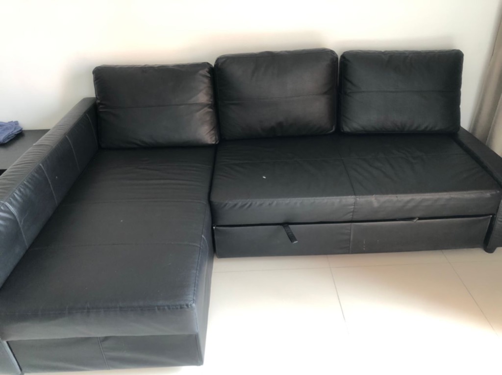 Ikea Friheten Corner sofabed with storage, Bomstad black, Furniture
