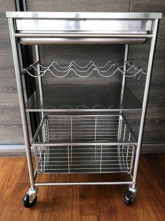 Ikea Grundtal Kitchen Trolley, Stainless Steel, Furniture ...