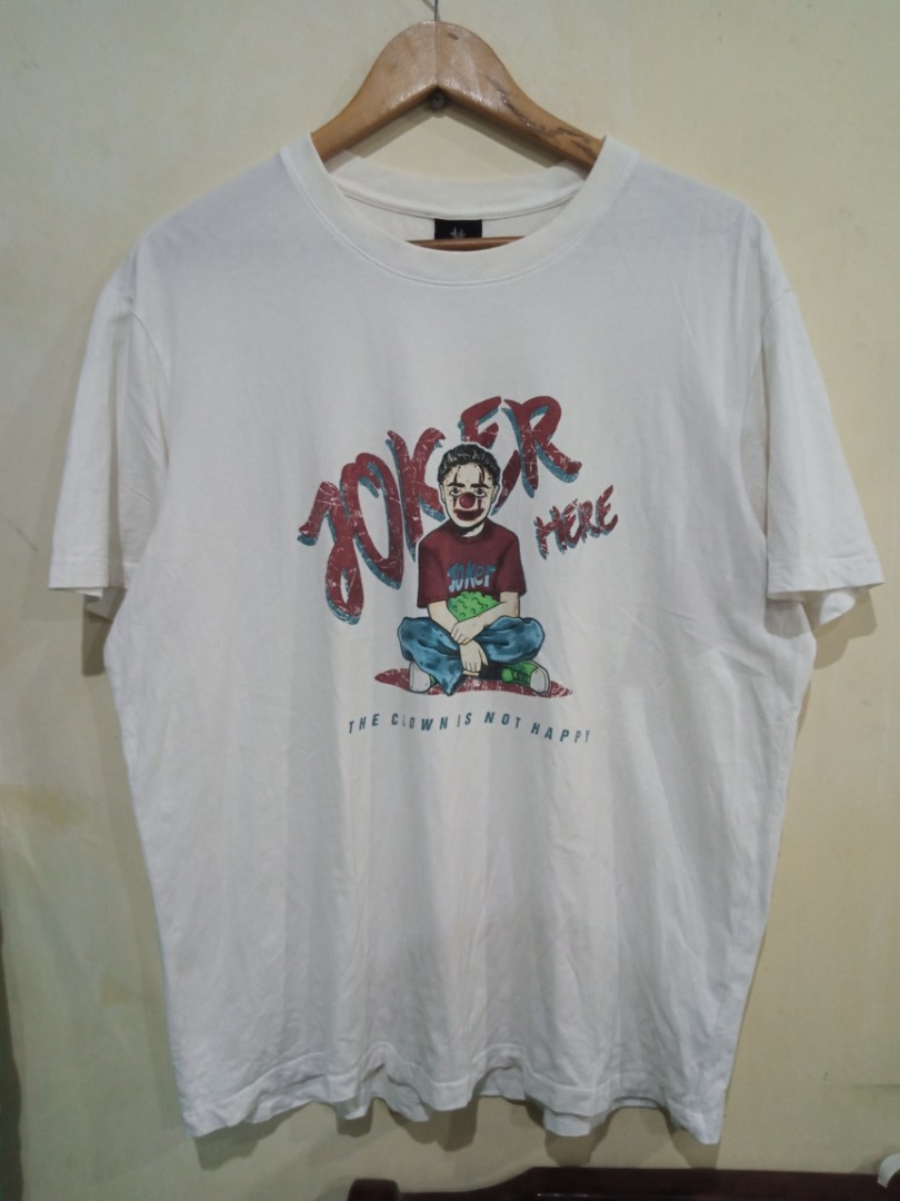 Joker Here the Clown is not Happy Laser Print tee tshirt shirts Men s Fashion Tops Sets Tshirts Polo Shirts on Carousell