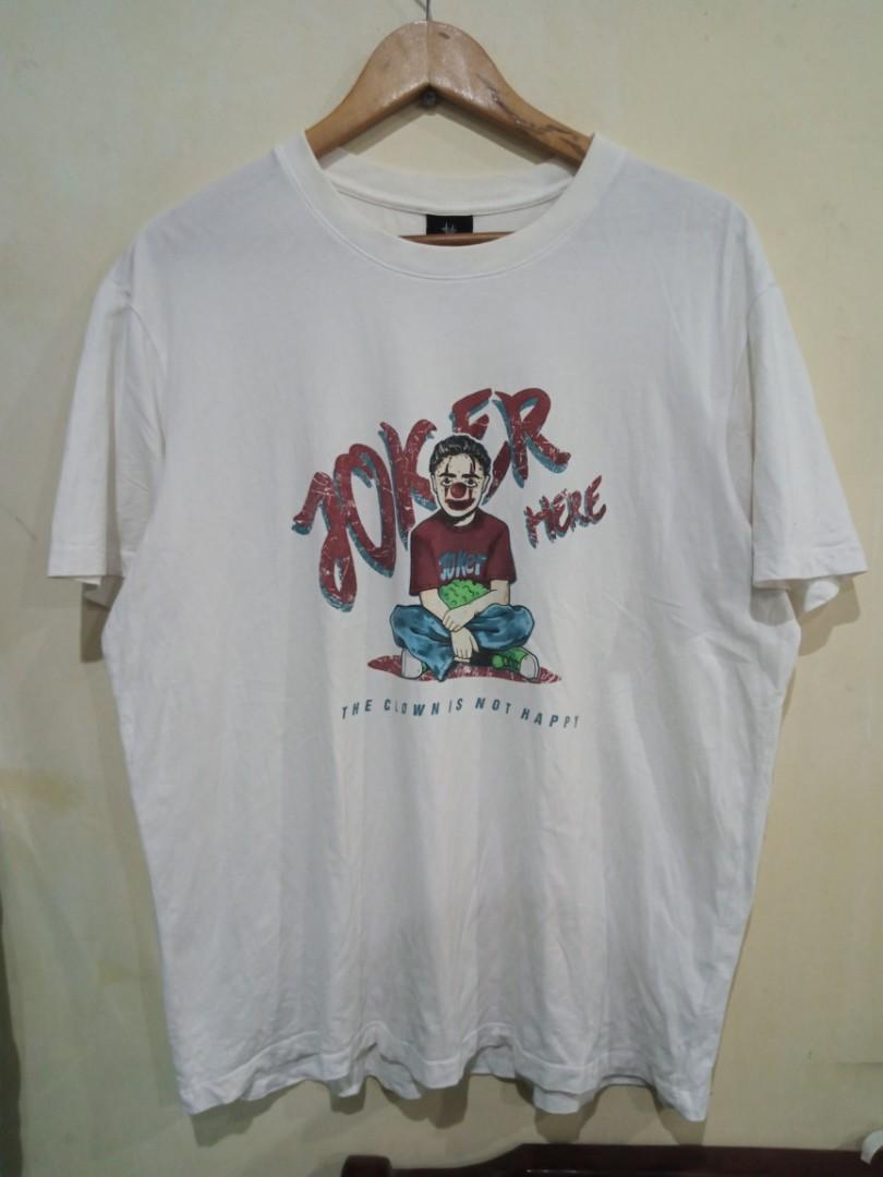 Joker Here The Clown Is Not Happy (Laser Print) Tee Tshirt Shirts, Men'S  Fashion, Tops & Sets, Tshirts & Polo Shirts On Carousell