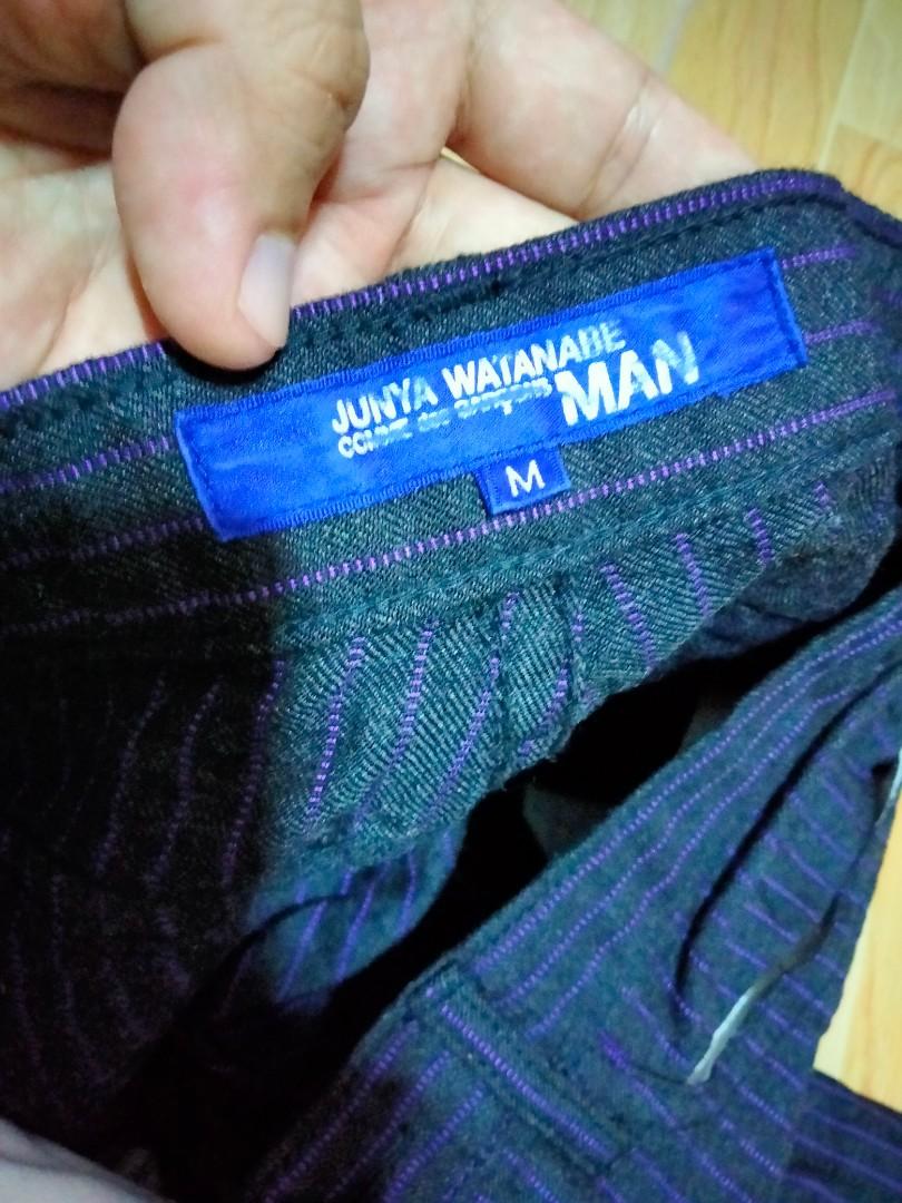 Junya Watanabe X CDG Man pinstripes trouser (Category: Trousers) located in General Santos City (Dadiangas). Submitted by cold_stone721 (Listing ID 1142148662, Image 2). Description: Junya Watanabe x CDG pinstripes. One small hole issue. Waist 30-31" by tape. Other dimes shown. P850 shipped.