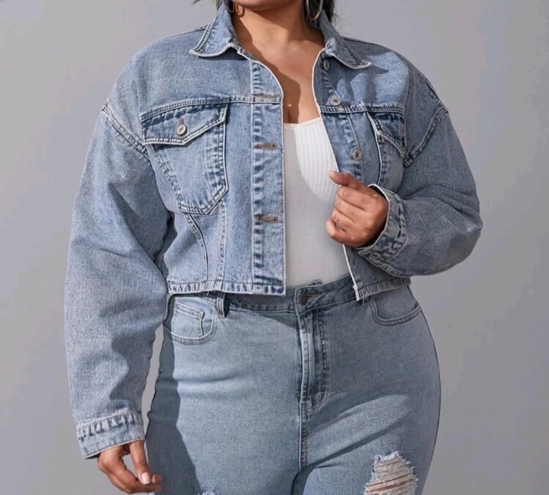 Light Wash Cropped Denim Jacket, Women's Fashion, Coats, Jackets and