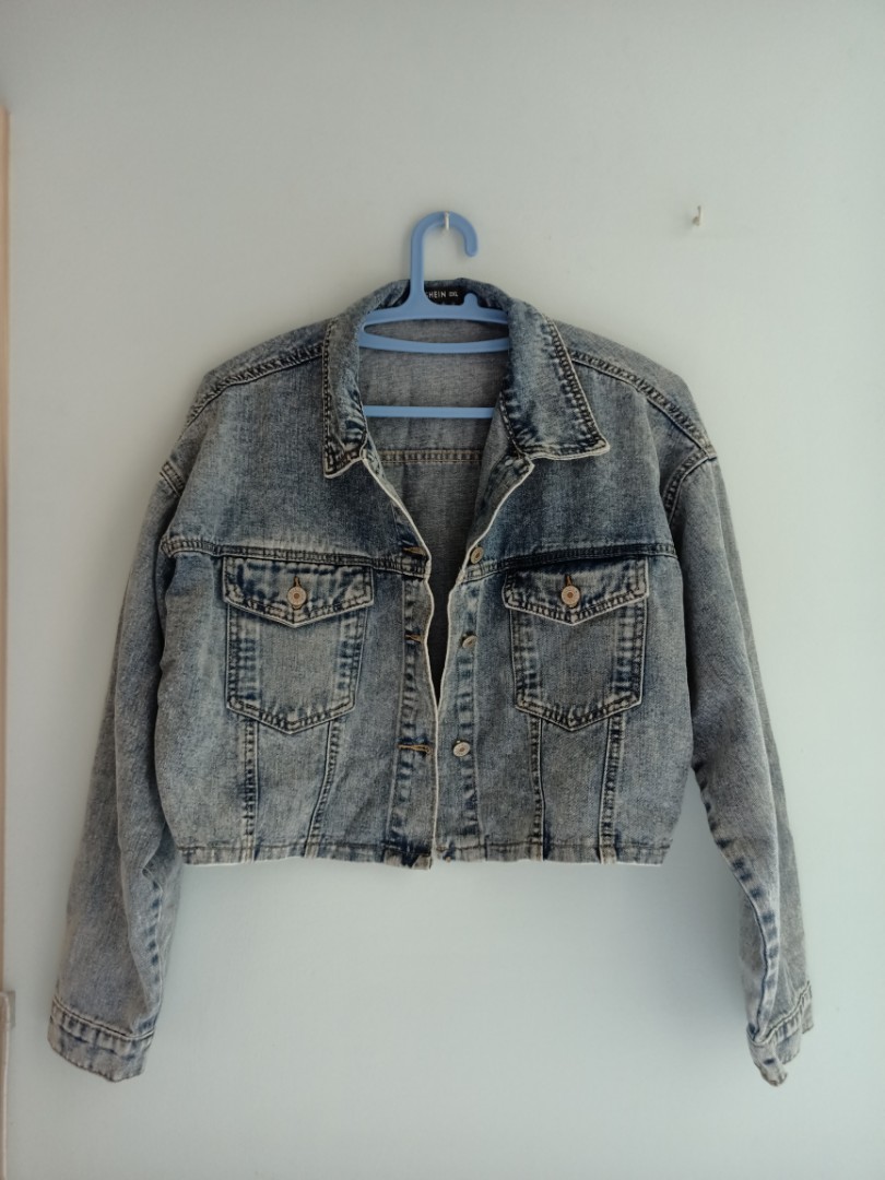 Light Wash Cropped Denim Jacket, Women's Fashion, Coats, Jackets and