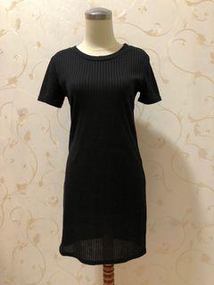 MAGNOLIA Korean Black Dress Elegant Body Fit Warna Hitam LIKE NEW
