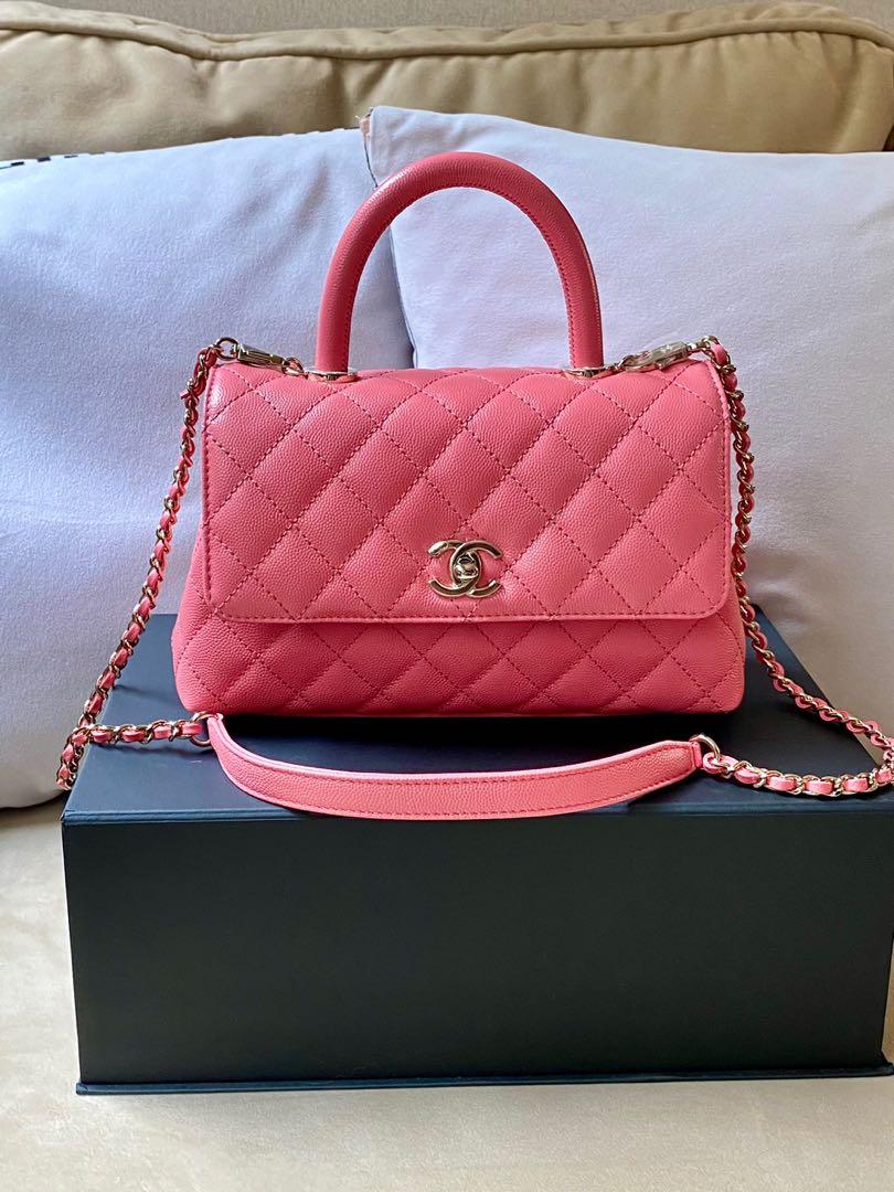 Chanel Pink Iridescent Caviar Small Coco Handle Flap Bag For Sale at 1stDibs