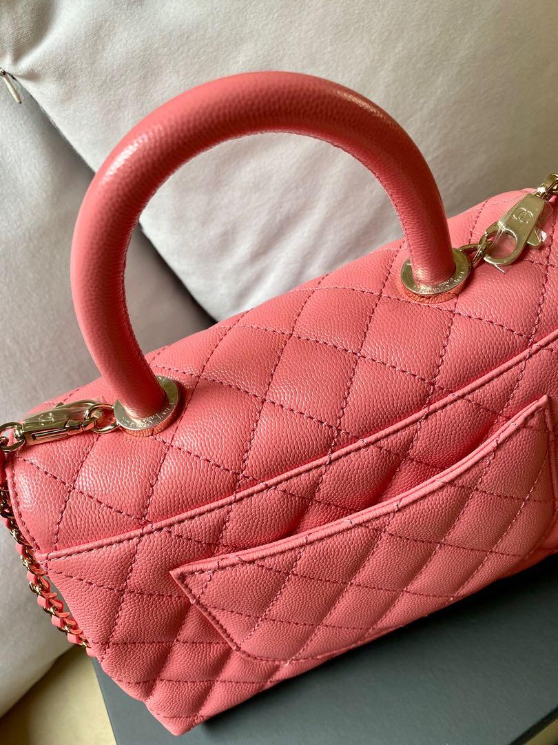 NEW CHANEL 22P COCO TOP HANDLE SMALL CLASSIC FLAP BAG PINK CAVIAR