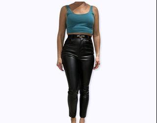 NEW- Missguided - Black High Waisted Faux Leather Slim pants with pockets