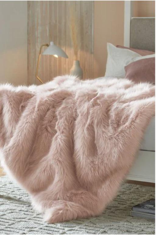 Next fur throw blanket Furniture Home Living Home Decor Cushions Throws on Carousell