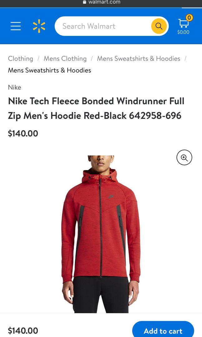 Nike tech fleece jacket red sz medium fit to large 21x28, Men's Fashion,  Activewear on Carousell