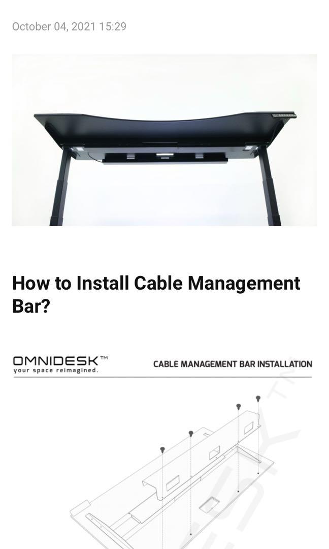 Omnidesk cable management bar, Furniture & Home Living, Home