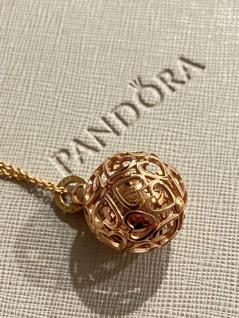Pandora Rose Gold Harmonious Heart Chime Necklace Women s Fashion