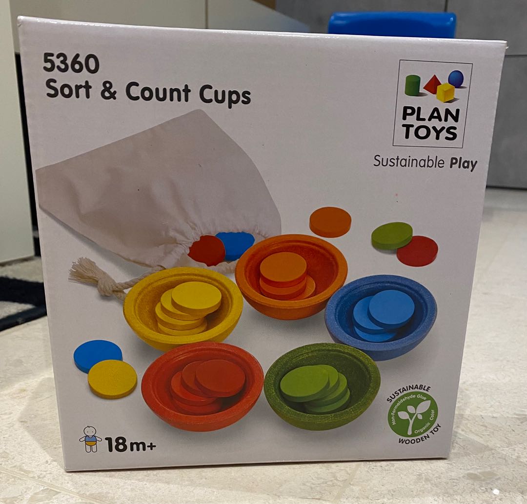 PLAN TOYS Sort Count Cups Babies Kids Infant Playtime on