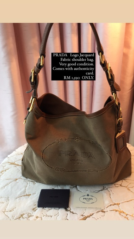 PRADA Brown Fabric and Leather Jacquard Bag ~ Casual yet classic!