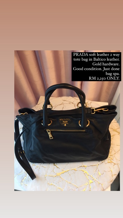 PRADA Soft leather 2 way tote bag in Baltico leather, Luxury, Bags