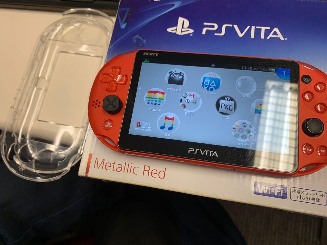 PSV PS VITA 2000 日版紅色已破解美品合收藏絕版, 電子遊戲