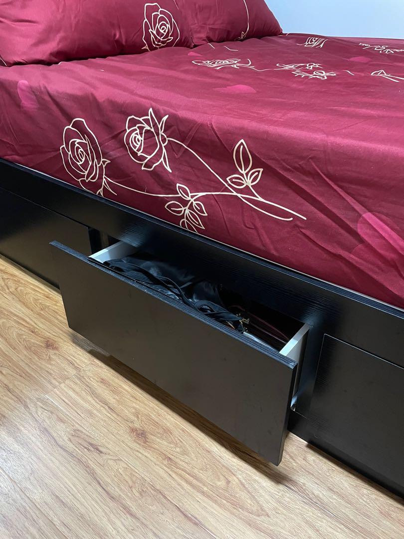 Seahorse Queen Bed Frame with Multiple Storage, Furniture & Home Living