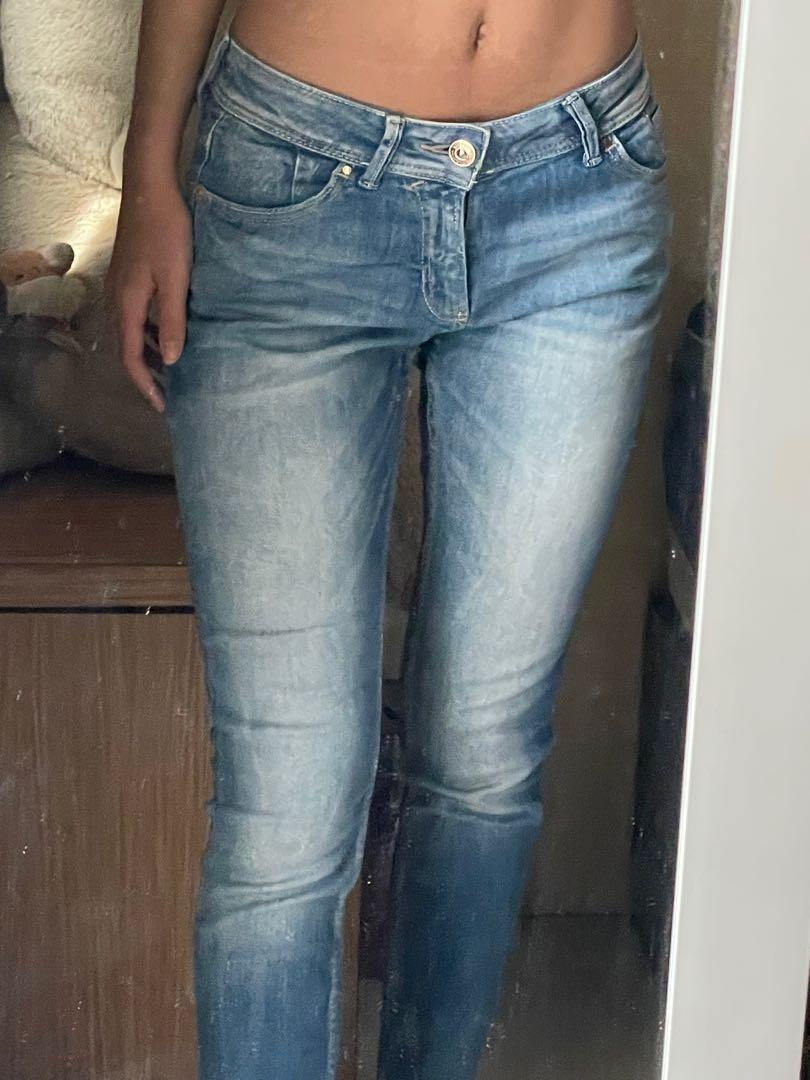 Stradivarius Blue Skinny Jeans, Fesyen 