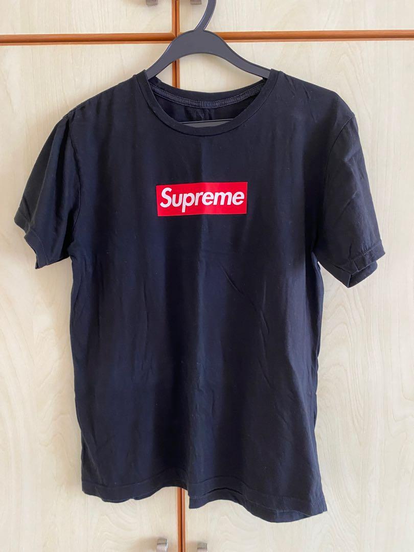 Black supreme t shirt red box logo on sale