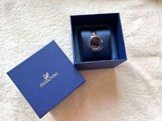 Swarovski Black Leather Watch