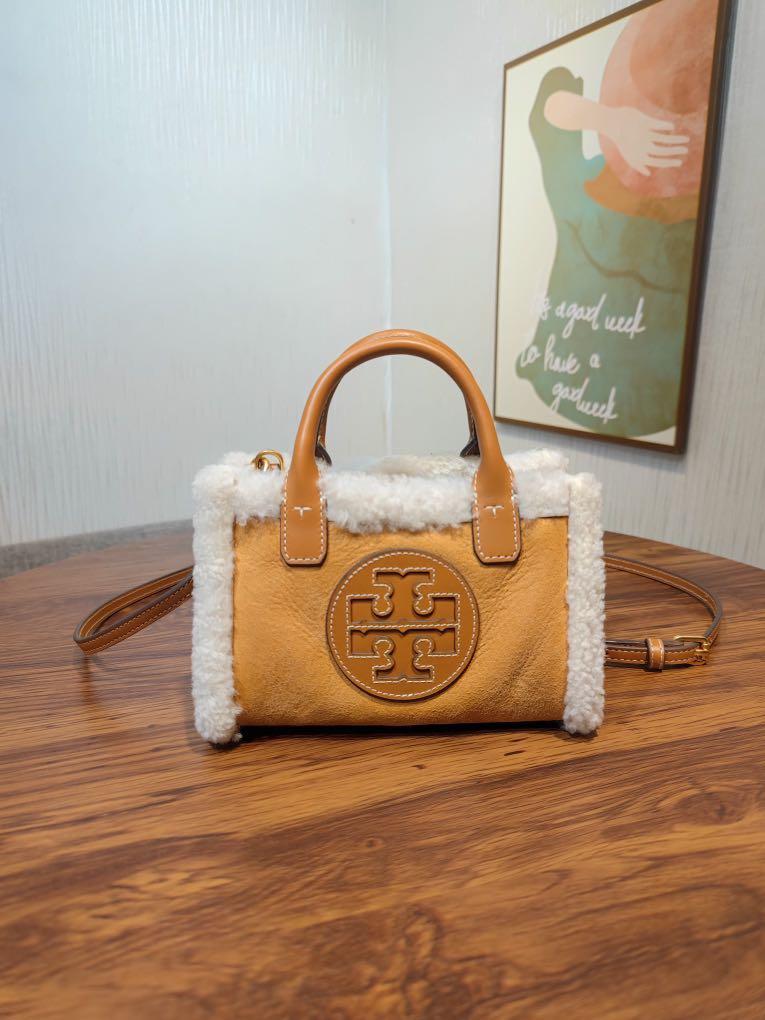Tory Burch Ella Shearling Micro Tote Bag light natural yellow brown with  Crossbody strap, Women's Fashion, Bags & Wallets, Tote Bags on Carousell
