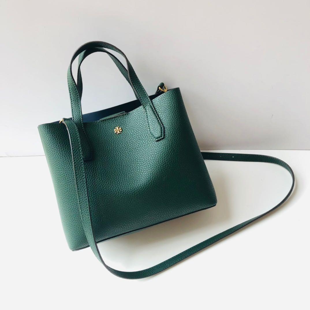 Tory Burch Leather Emerson Tote Bag Green with Crossbody Strap, Women's  Fashion, Bags & Wallets, Tote Bags on Carousell