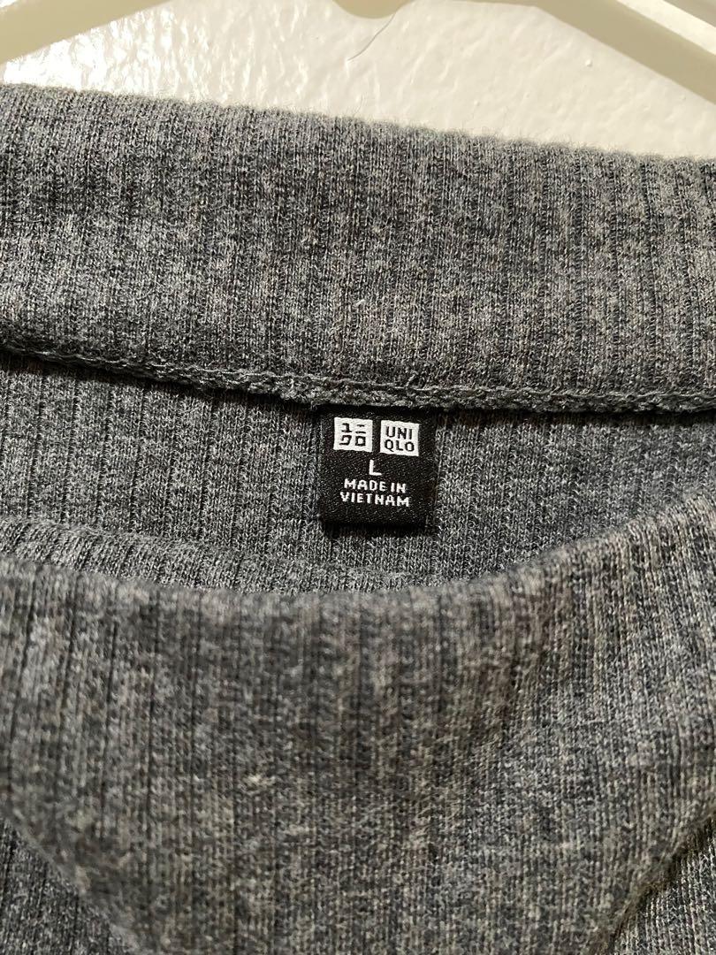 Uniqlo Grey Ribbed Shirt (Category: Shirts) located in Quezon City. Submitted by declutterwithmina (Listing ID 1142138090, Image 3). Description: Mode of Payment: > BDO > GCash > COD Message me for queries! 😊.