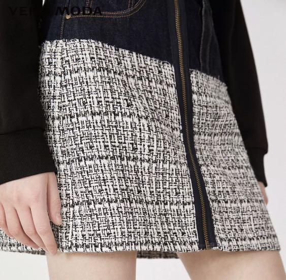 Vera Moda - tweed+ Denim skirt (Category: Skirts) located in Makati City. Submitted by tesssssie (Listing ID 1142286041, Image 2). Description: Vera moda - used once Size: M - waistline 28 Bought at original price RFS: decluttering.