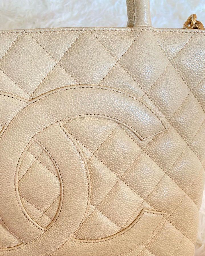 Vintage Chanel Medallion Tote in pigmented cream beige, Luxury, Bags &  Wallets on Carousell