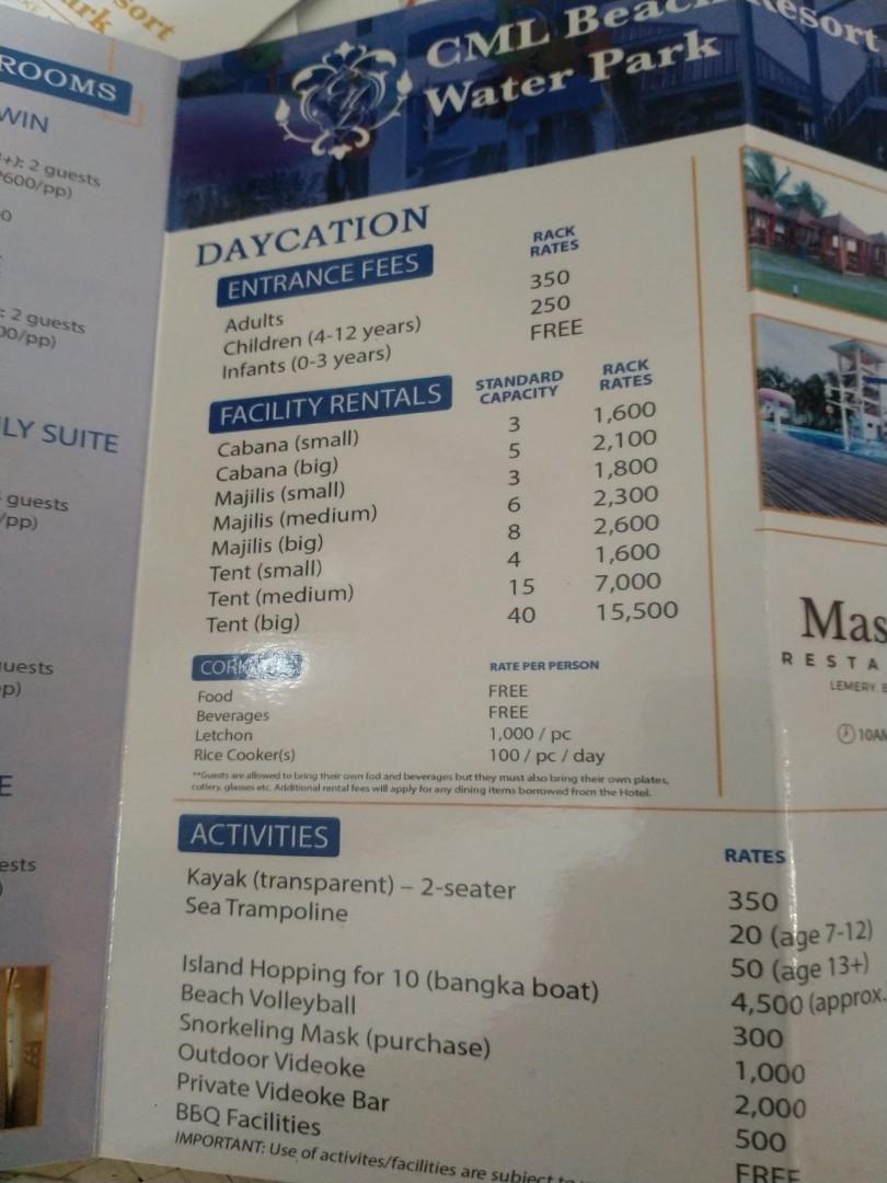 Voucher CML Beach Resort & Water Park Batangas Beach Resort, Tickets