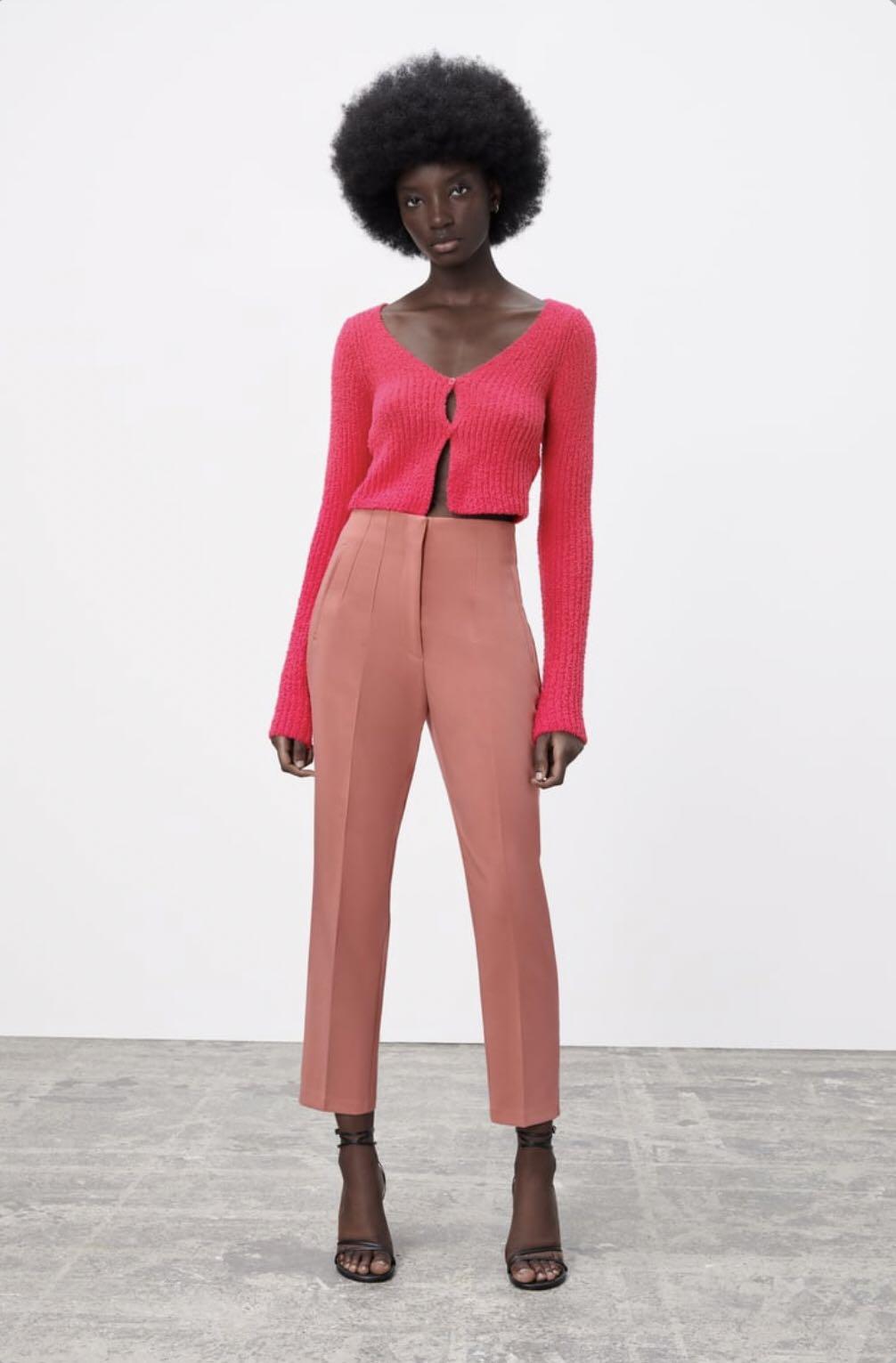 NWT Zara womens pants M wide leg linen trousers pink flat front pockets  8124/493 | Wide leg linen trousers, Pants for women, Linen trousers