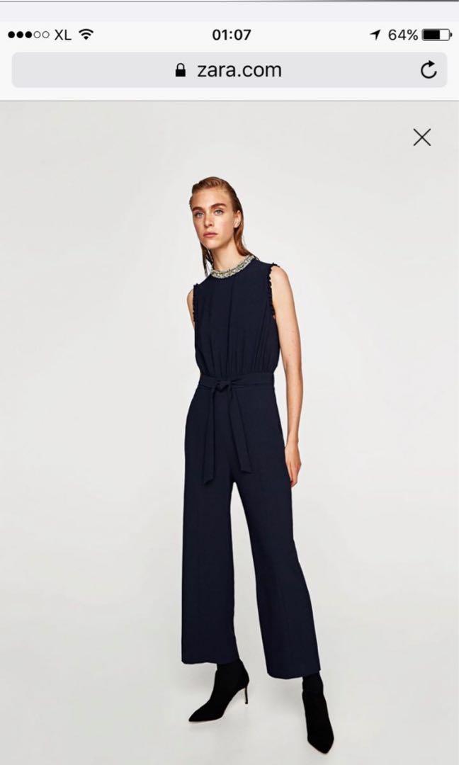 Zara Navy Blue Jumpsuit Fesyen Wanita Pakaian Wanita Jumpsuits