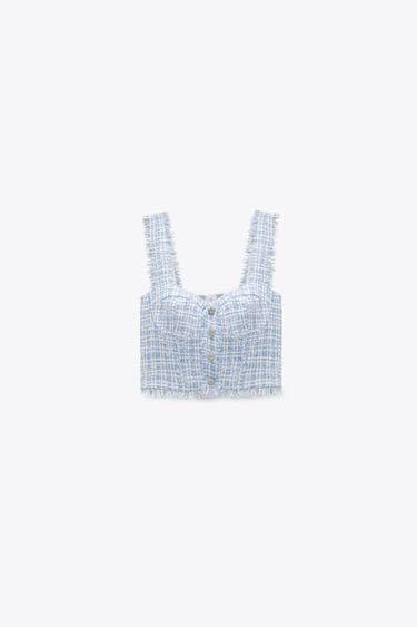 Tweed crop top zara