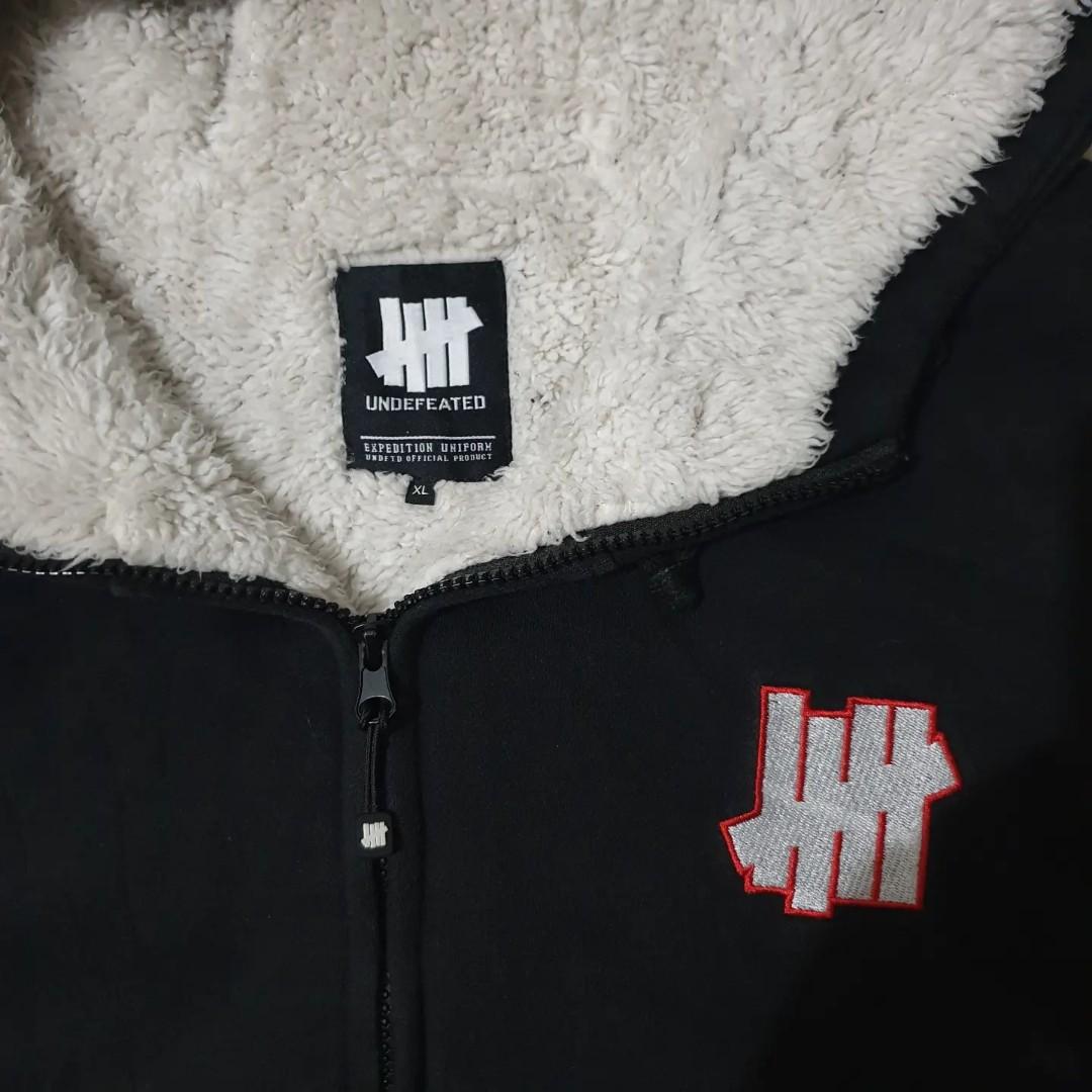 Zip Hoodie sherpa Undefeated Fesyen Pria Pakaian Atasan di