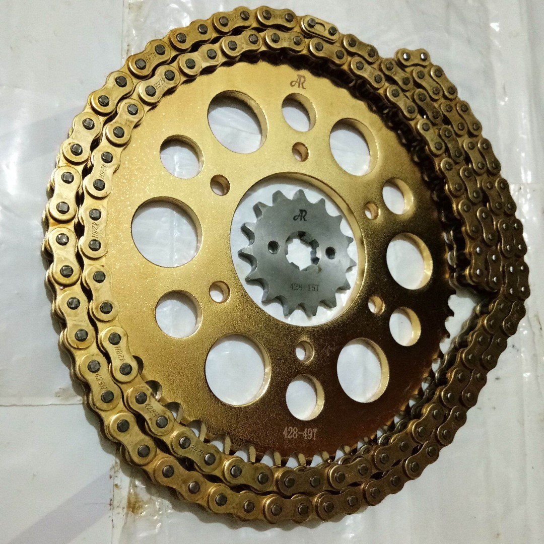 AR 15T49T Gold Steel Motorcycle Sprocket Chain Set Yamaha TFX 150 R15