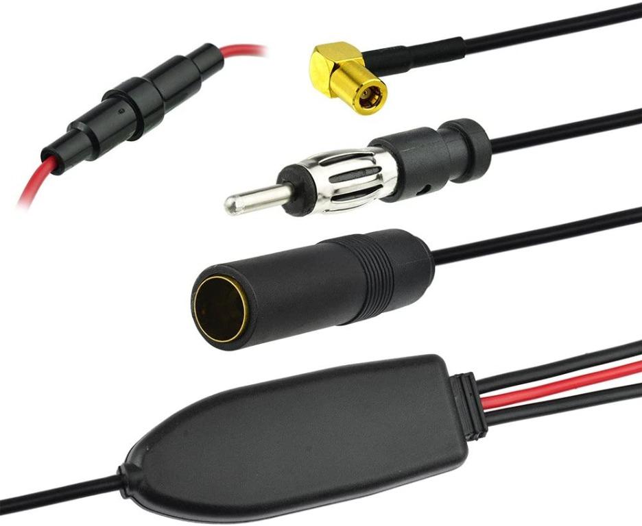 12580) Eightwood Car Radio Aerial Adapter Din Female to Din Male + SMB