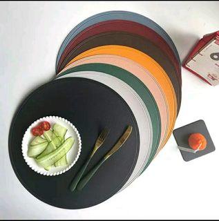 38cm Round Faux Leather placemats kitchen table mat coffee placemats heat resistant non slip