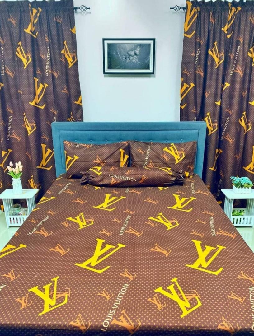 Buy Yellow and Brown Louis Vuitton Bedding Sets Bed Sets, Bedroom