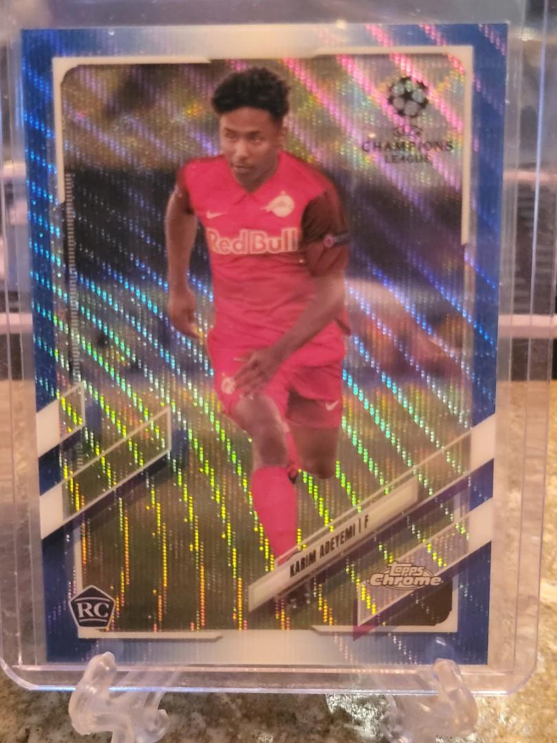 7)2020 Topps Chrome UEFA Karim Adeyemi Rc Blue Wave Refractor /75