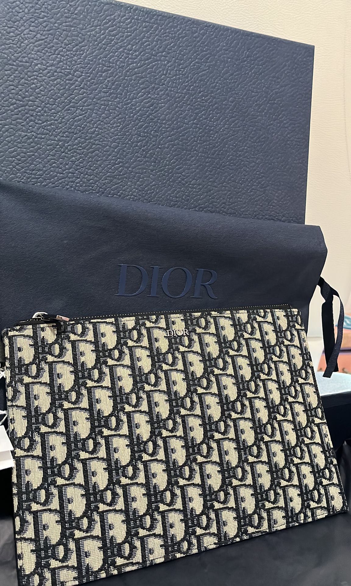 Dior - Saddle A5 Pouch Beige and Black Dior Oblique Jacquard and Black Grained Calfskin - Men