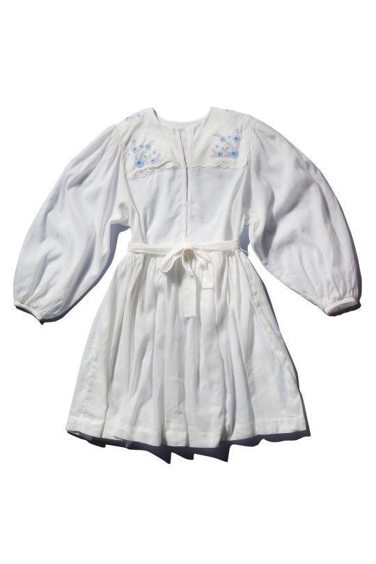 Applique Embroidered Ramie Dress Don B. Baad Milk, Women's Fashion