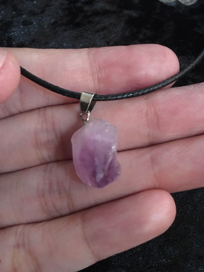 Authentic raw amethyst necklace, Women 