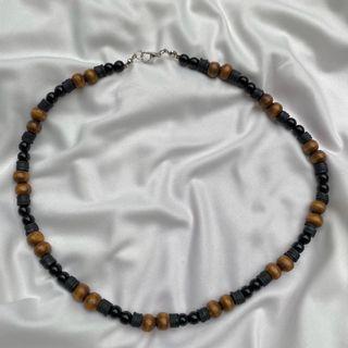 Bead Pearl Black Wooden Necklace and Bracelet (Customized)