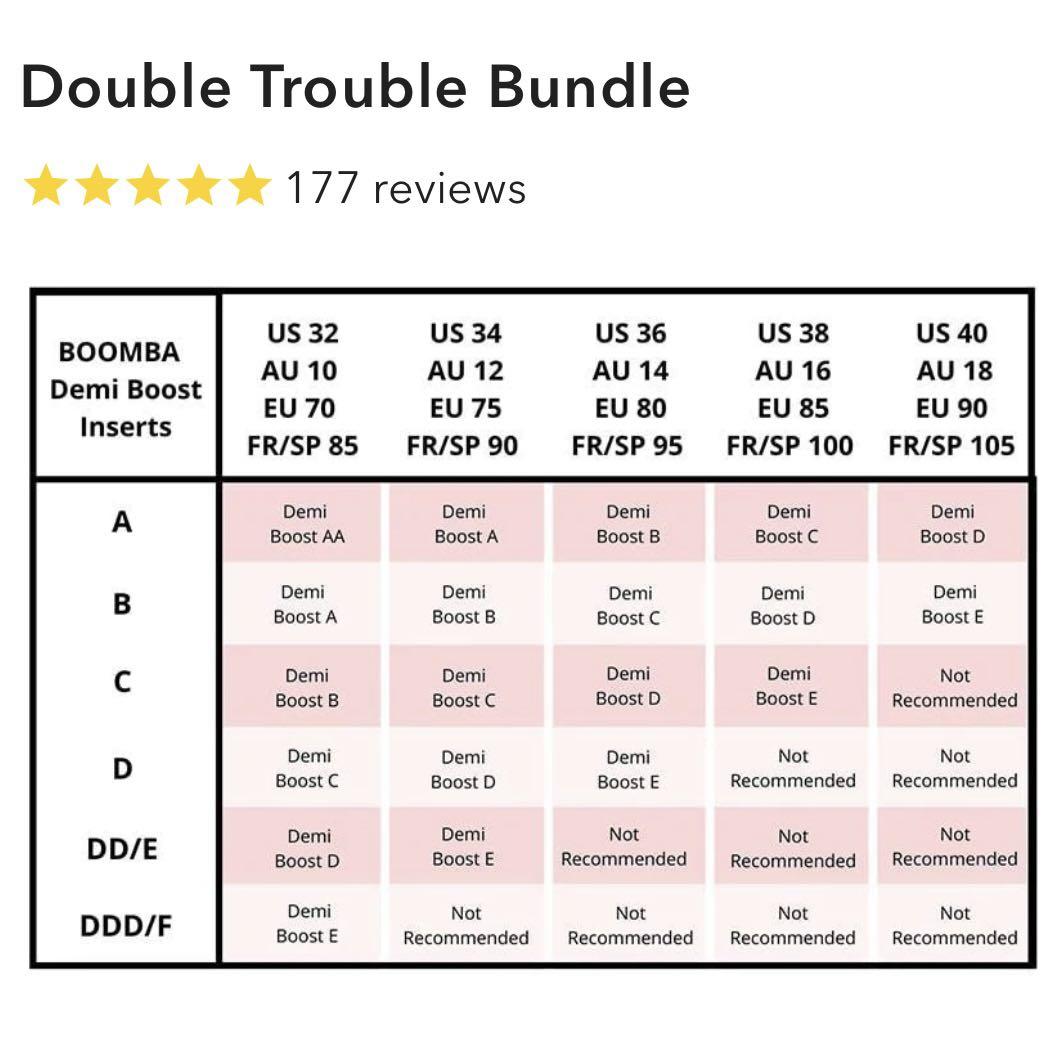 BOOMBA Inserts - Double Trouble Bundle (Ultra + Demi + Magic Nipple  Covers), Women's Fashion, New Undergarments & Loungewear on Carousell