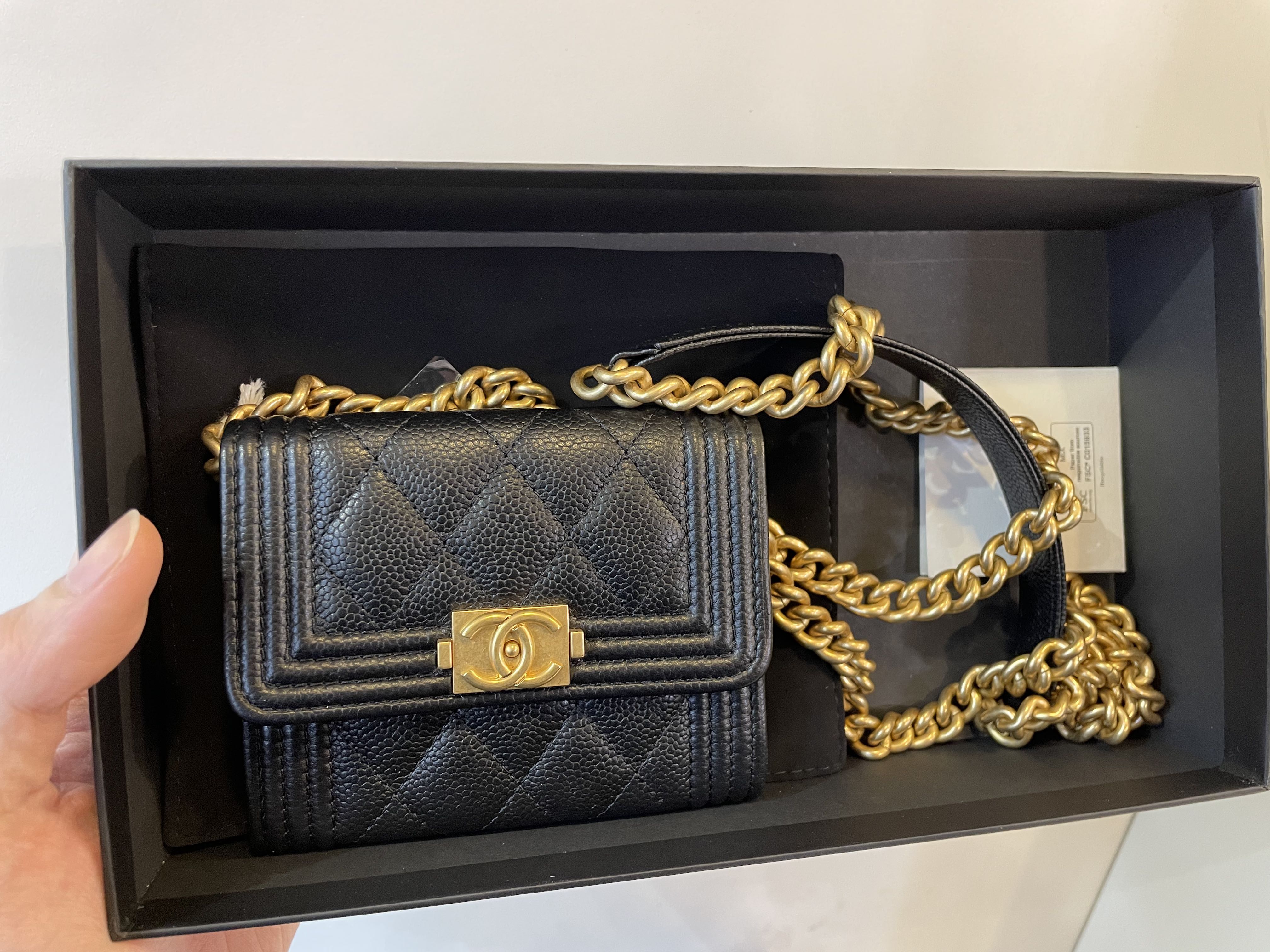 Chanel boy clutch on chain cheap